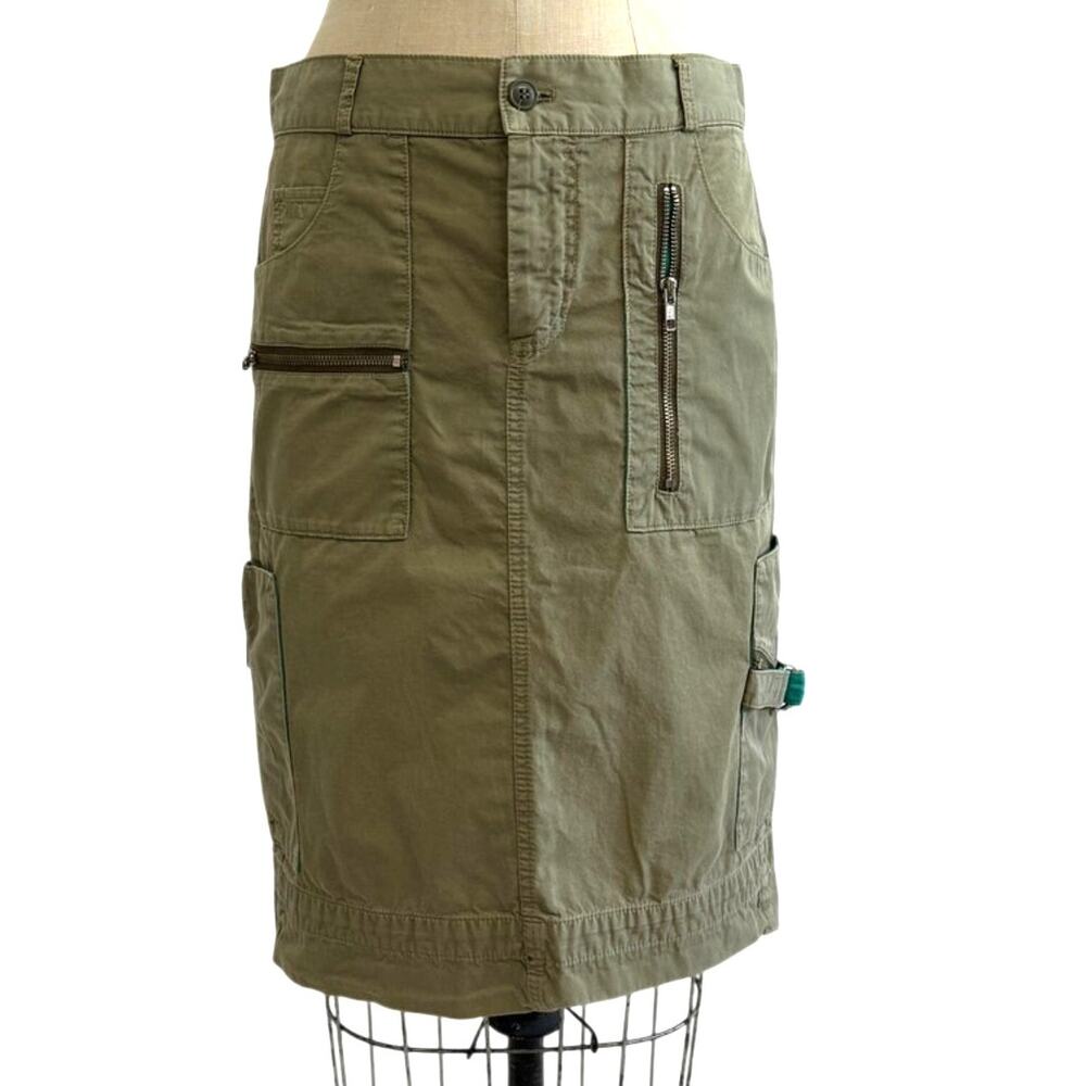 Marc Jacobs Women’s Y2K Low Waist Cargo Utility Midi Skirt Size 4 Olive Green